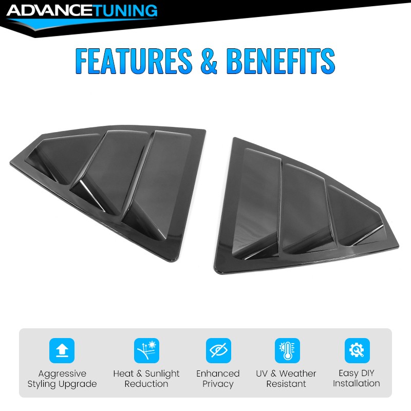 Fits 22-26 Subaru WRX Side Window Louvers Sun Shade Covers Black – Polycarbonate