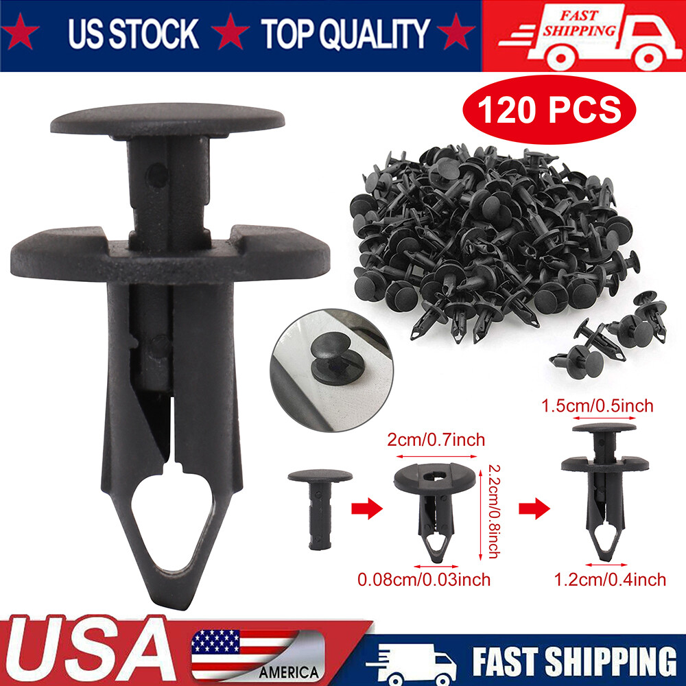 120Pcs Clips for Hole Plastic Rivet Retainer Fender Bumper Push Pin Fastener 8mm