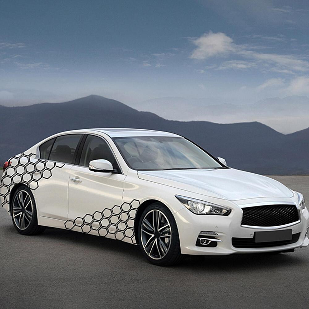 Car Body Waist Line Sticker Honeycomb Graphic Hexagon Decals Decor 40X200cm