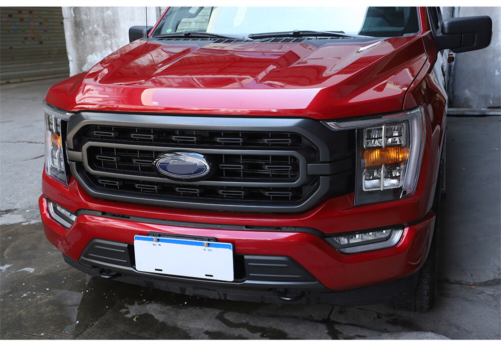 黑色 ABS 中网中心 LOGO 徽标徽章戒指保护套适用于福特 f150 2021-23-
