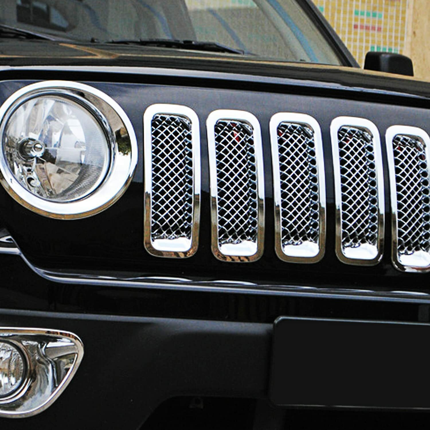 7pcs Chrome Insert Grille Mesh Grill Cover Bezel for Jeep Patriot Accessories