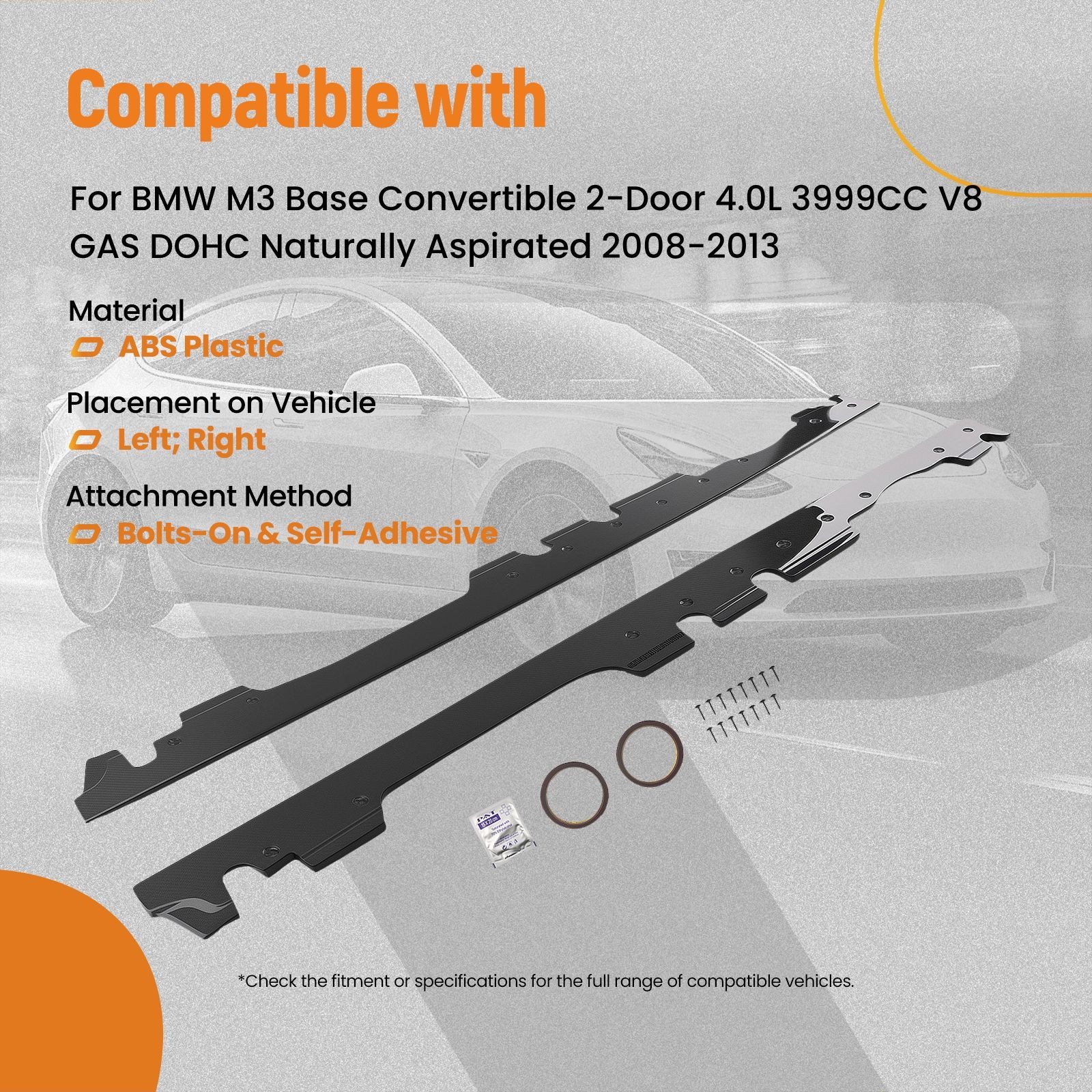L & R Side Skirt Kit for BMW E92 E93 M3 2008-2011 2012 2013 Carbon Fiber