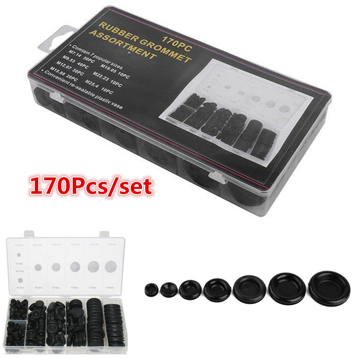 7 Sizes Grommet Firewall Hole Plug Set Wire Gasket Kits Boxed Car Accessories