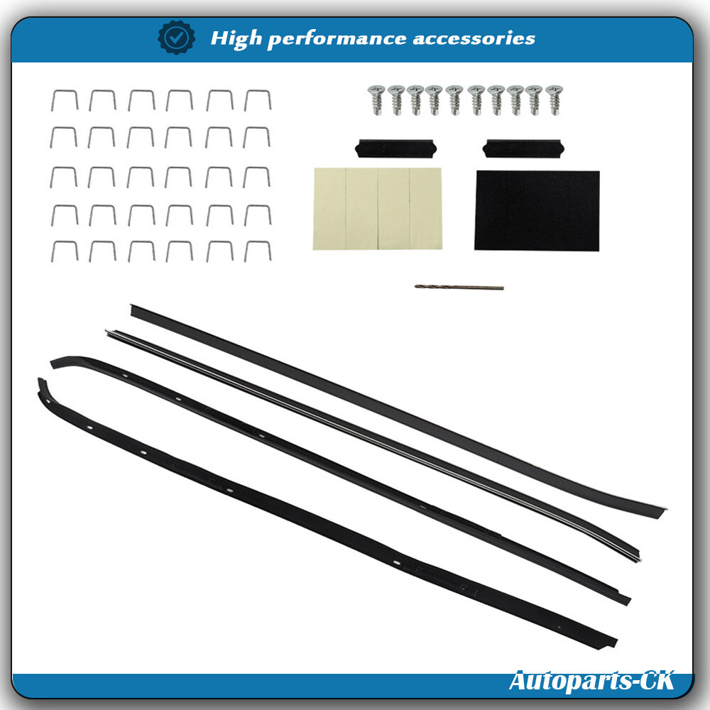 For 70-81 Camaro Firebird Door Window Sweep Weatherstrip Rubber Seals Kit Set