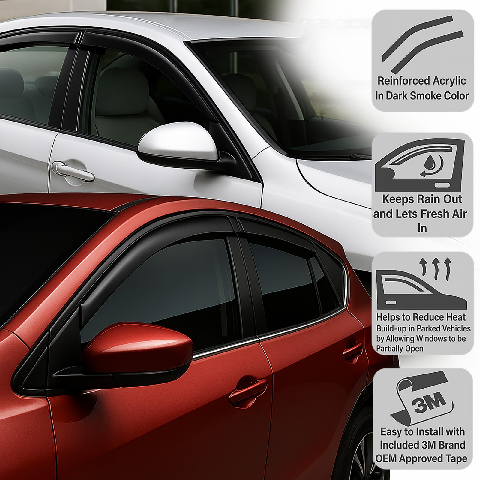 Vent Shade Window Visors Deflector Chevy Chevrolet Cruze 11-16 LS LT LTZ 4pcs