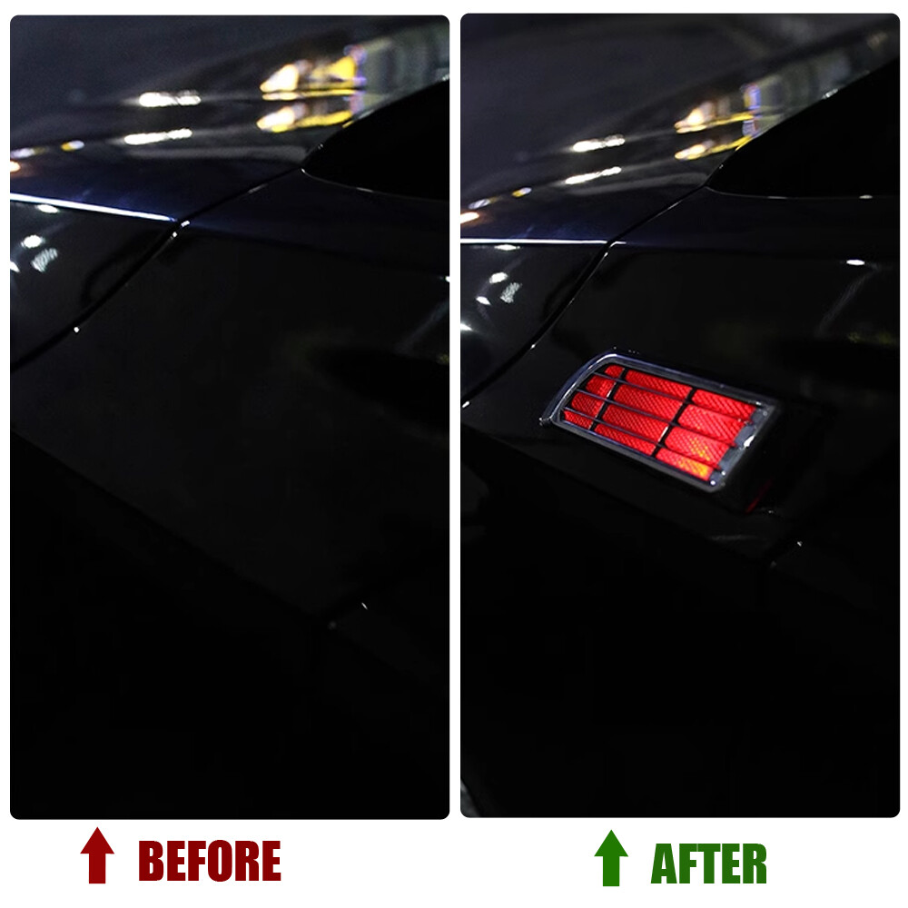 2× Solar Warning Light Fender Mount False Air Vent Sticker Trim Car Accessories
