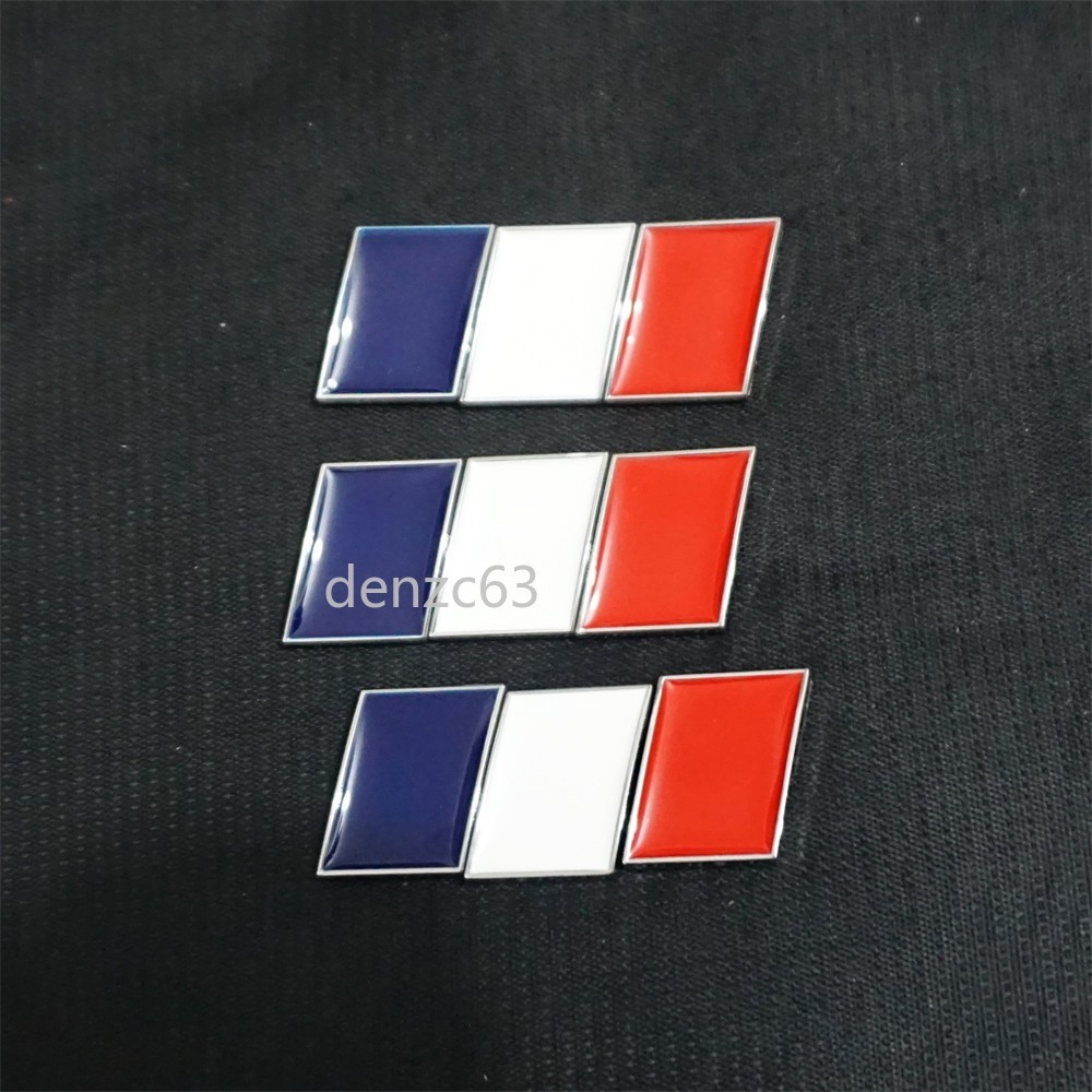 2x Chrome France Flag Silver Metal Sticker Decal Badge Emblem Sports Door Hybrid