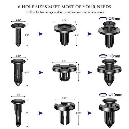 200Pcs Push Bumper Fastener Rivet Clips,Universal Fender Plastic Retainer Clips
