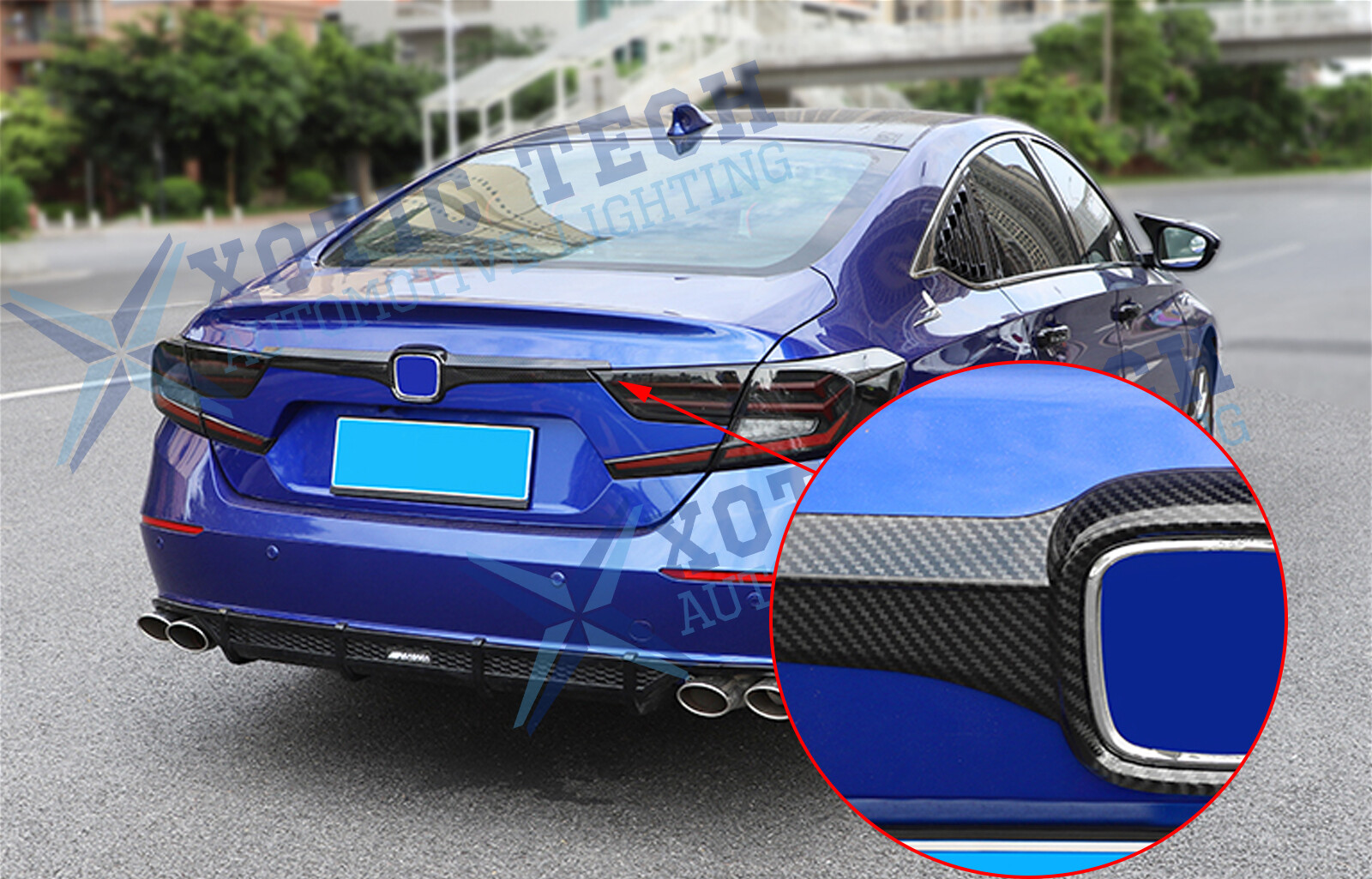 For Honda Accord 2018-2022 ABS Carbon Fiber Rear Trunk Tailgate Lid Cover Trim