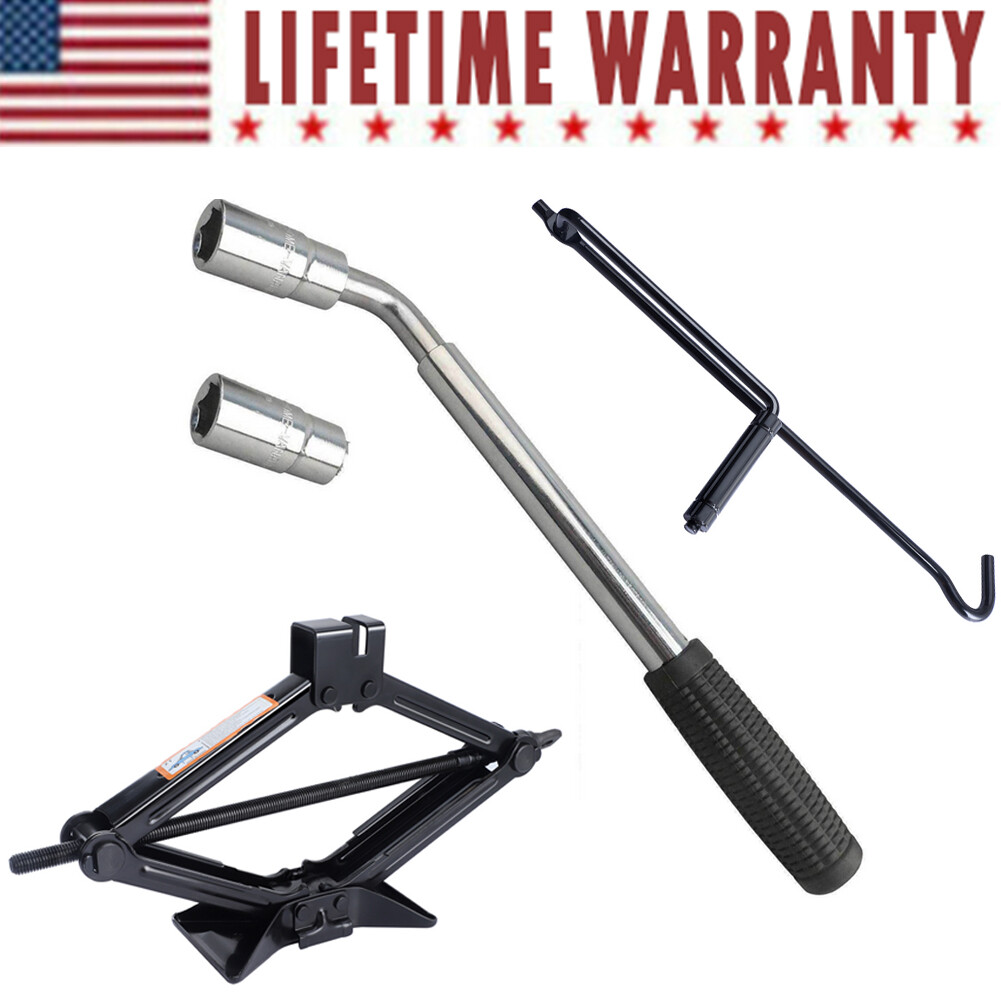 Extendable Wheel Lug Wrench + Scissor Jack with Handle 2 Ton Car Spare Tire Tool