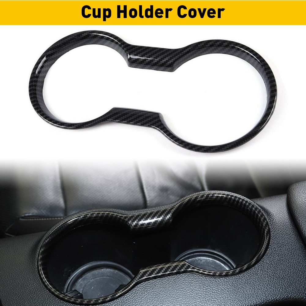 2set Interior Trim Molding Carbon Fiber Cup Holder Fit Cover For Ford Mustang 20