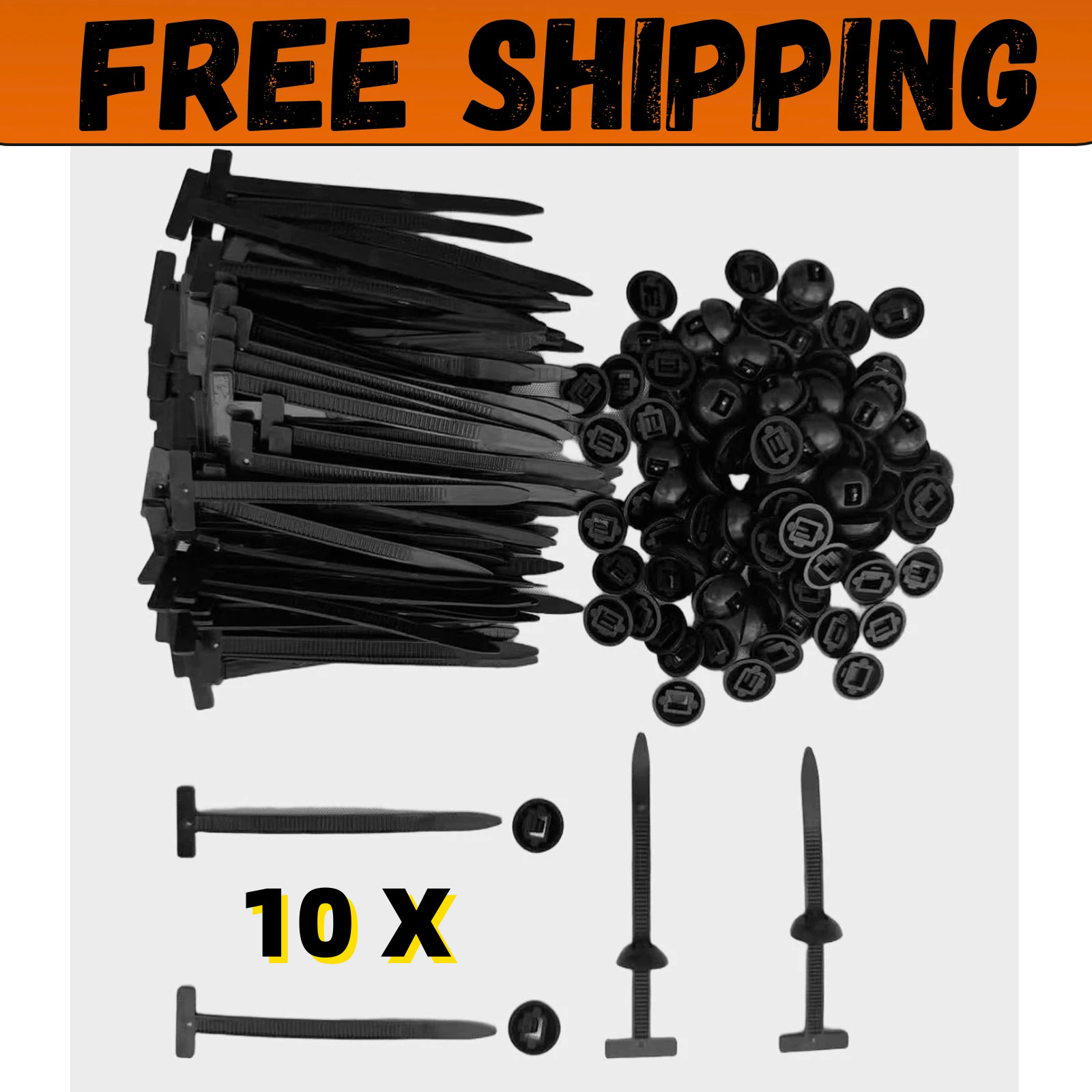 10Pcs Automotive Nylon Cable Tie Fastener Kit – Universal Car Zip Tie Buckle C