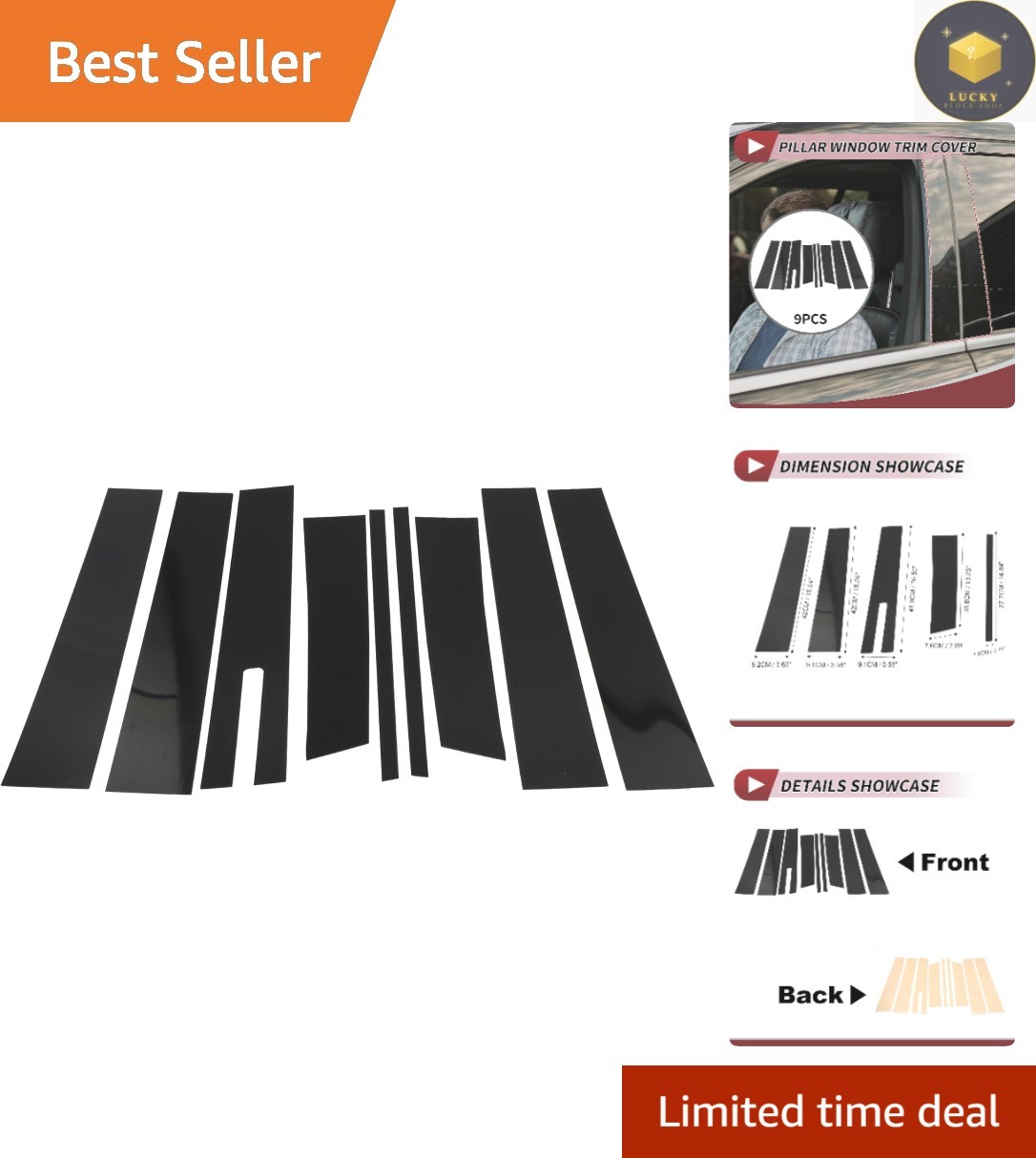 Specific Fit Matte Black Door Window Trim for Lincoln MKT 2010-2015 – 9-Pc Set