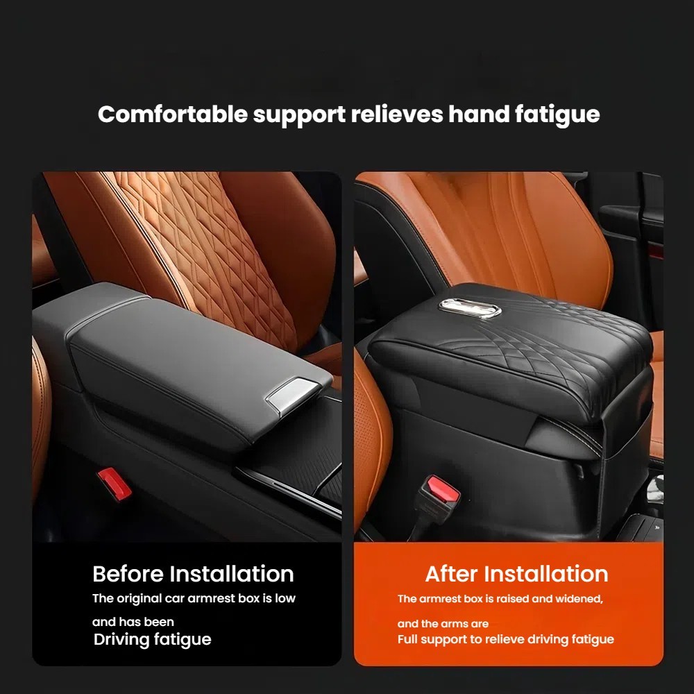 Leather Car Armrest Pad Center Console Box Cover Protector Cushion Accessories