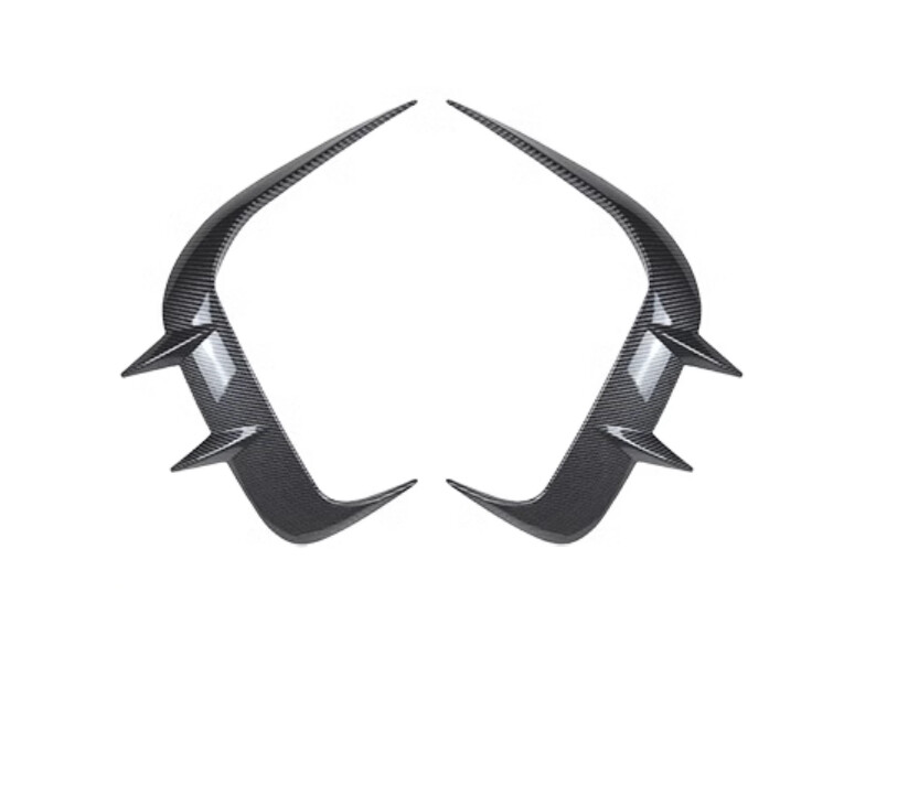 For 2024 BMW 5 Series Sedan Carbon Fiber Style Front Bumper Wind Knife Trim 2PCS