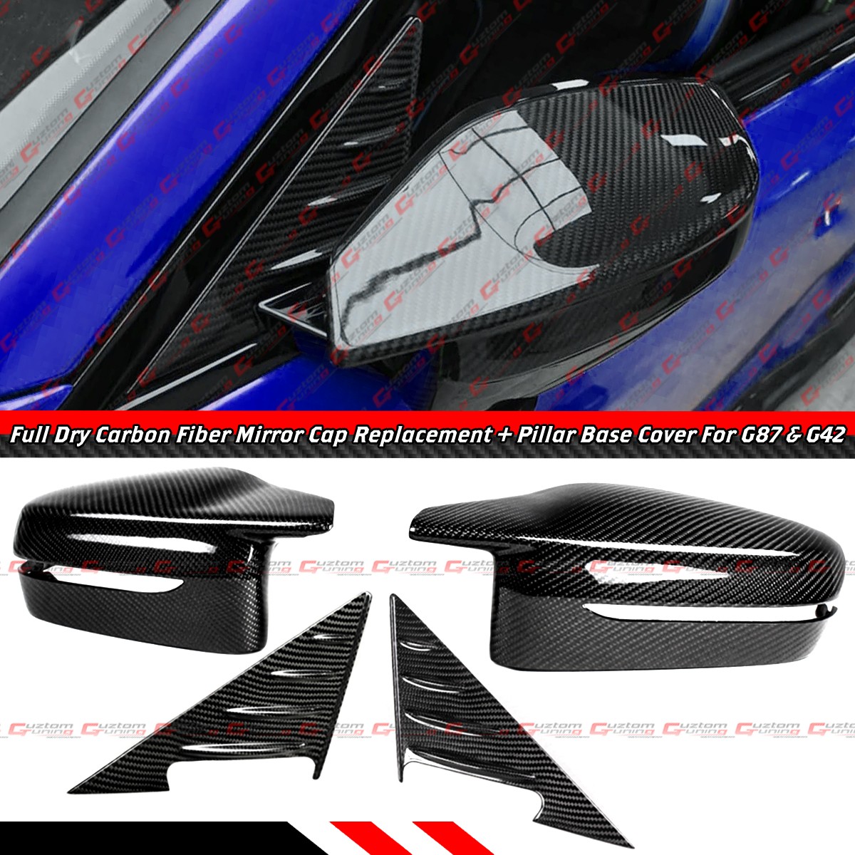 For BMW G87 M2 G42 M240i Full Carbon Fiber Mirror Cap Replacement + Pillar Cover