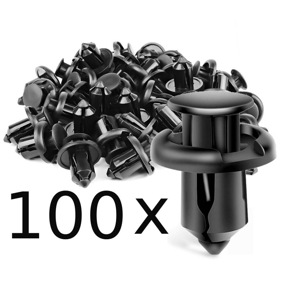 100Pcs Bumper Clips 10mm Fastener Mud Flaps Fender Push Plastic Rivet for Honda
