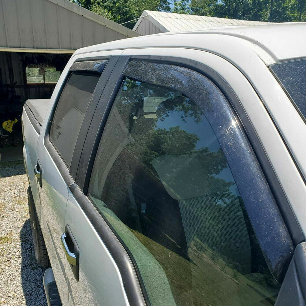In-Channel Window Vent Visor Sun Rain Guards For 2009-2014 Ford F-150 Super Crew