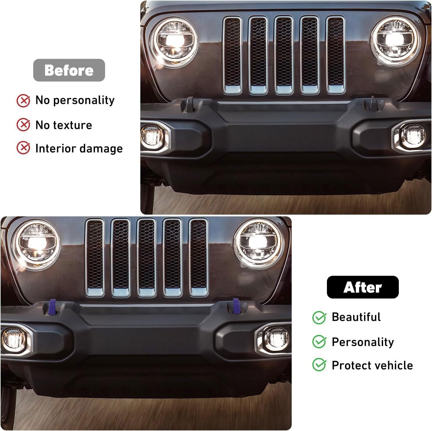 2pcs Front Bumper Tow Hook Cover Trim For Jeep Wrangler JK JL JT 2007-23 Purple