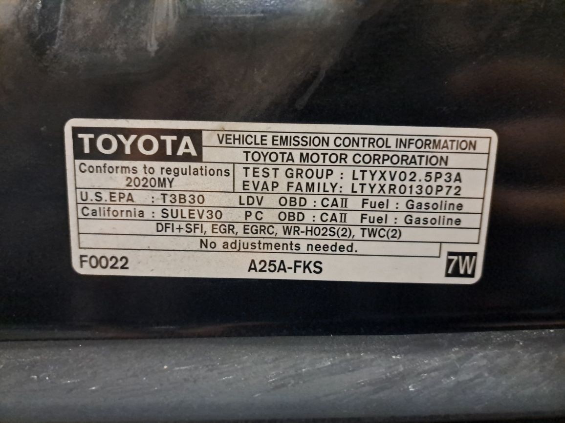 2020 Toyota Camry Gas Fuel Door Cover Color: Black Oem