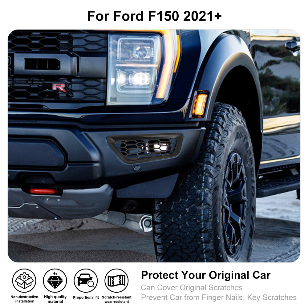 Front Bumper Honeycomb Trim Cover For Ford F150 Raptor 2021-25 Black Accessories