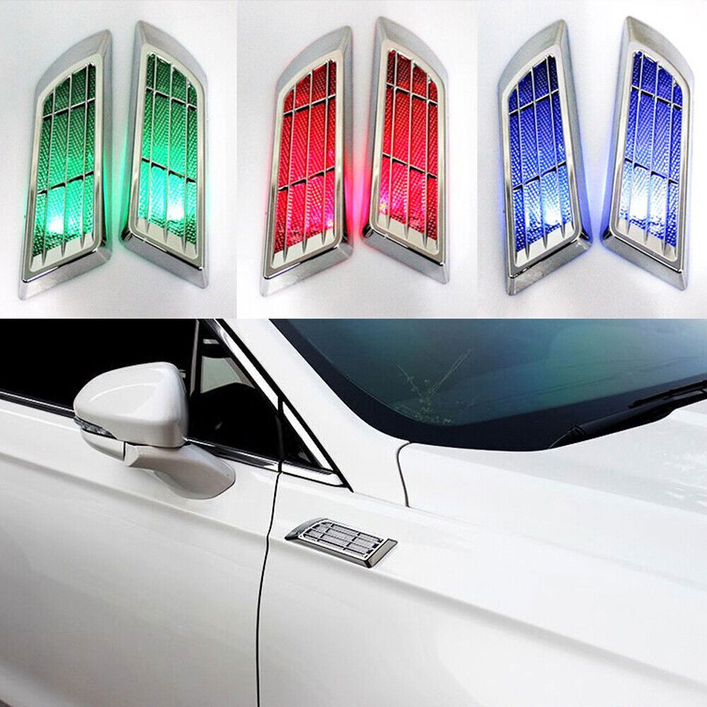 Solar Warning Light Sticker Car Accessories False Air Vent Mount Parts Universal
