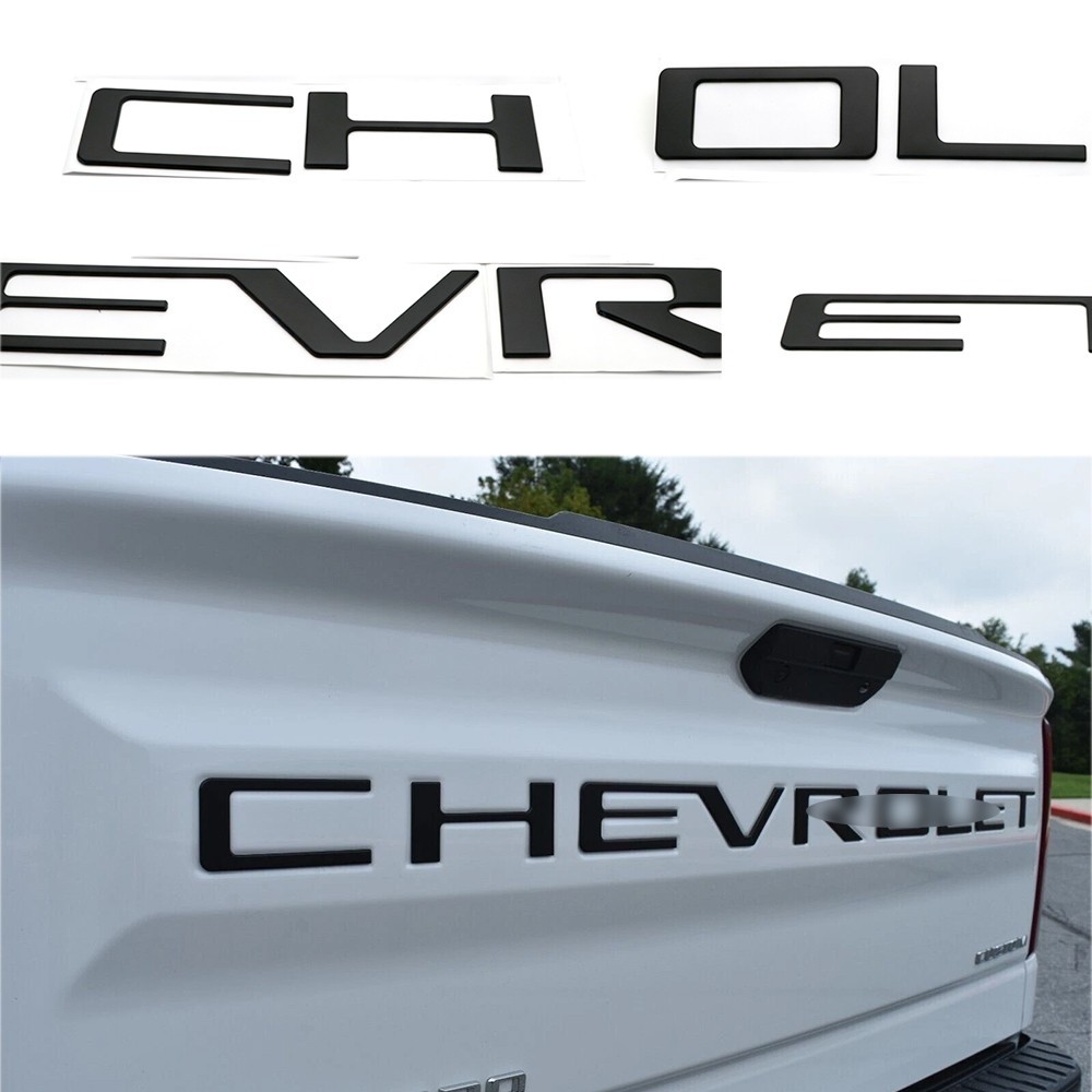 Matte Black 3D Tailgate Insert Letters for Silverado 2019-26 Raised Decal Emblen