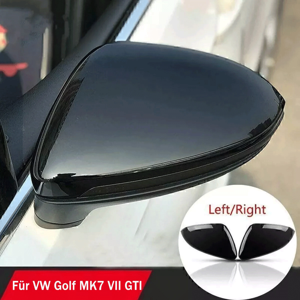 New Direct Replacement Gloss Black Mirror Cover Caps For 15-2021 VW Golf GTI MK7