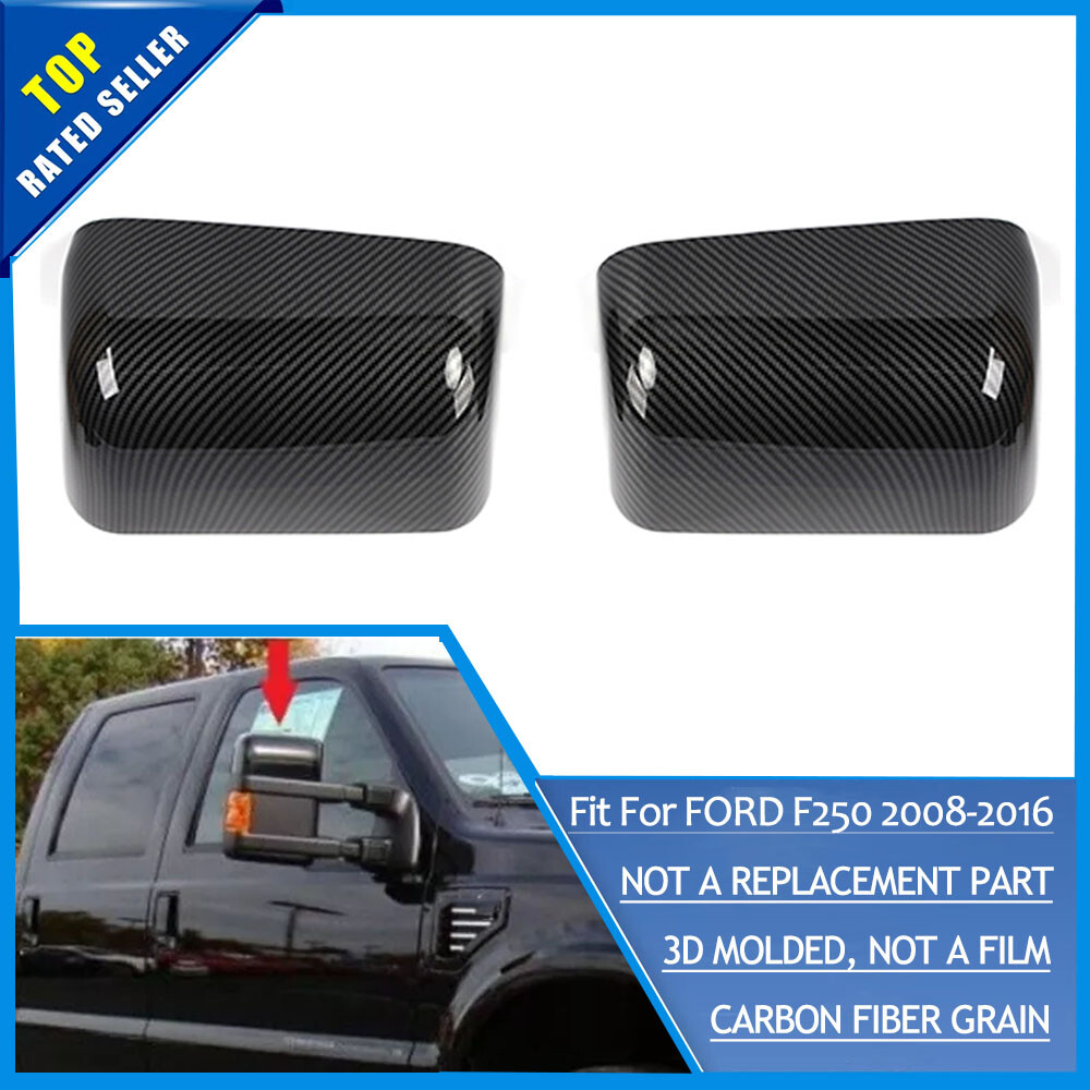 Carbon Top Half Towing RearView Mirror Cover Cap For Ford F250/350/450/550 08-16