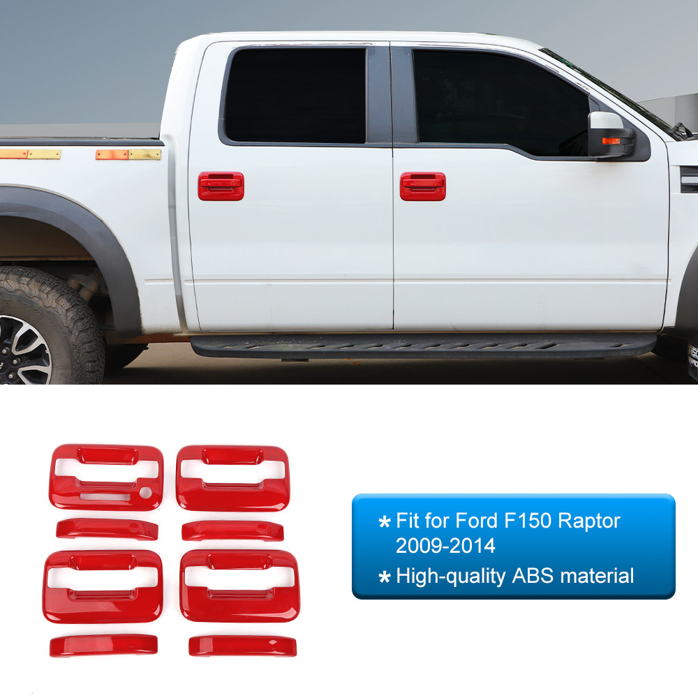 External Door Handle Shell Protect Cover Trim Red For 2004-2014 Ford F150 Raptor