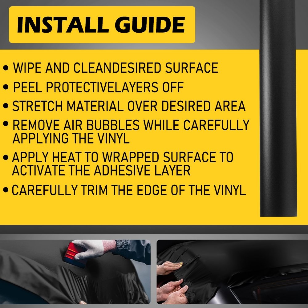 1-10 Matte Black Auto Vinyl Wrap 30cm x 1.5m Bubble Free Decal w/Scraper & Knife