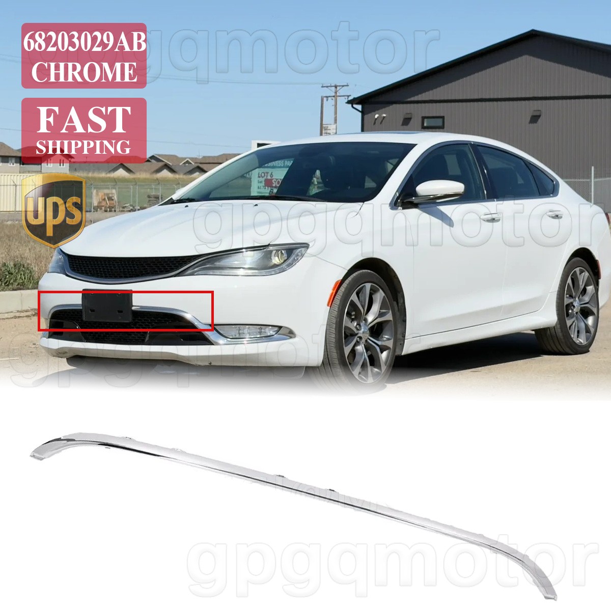 For Chrysler 200 C S 2015-2017 Applique Front Center Molding Chrome Bumper Trims