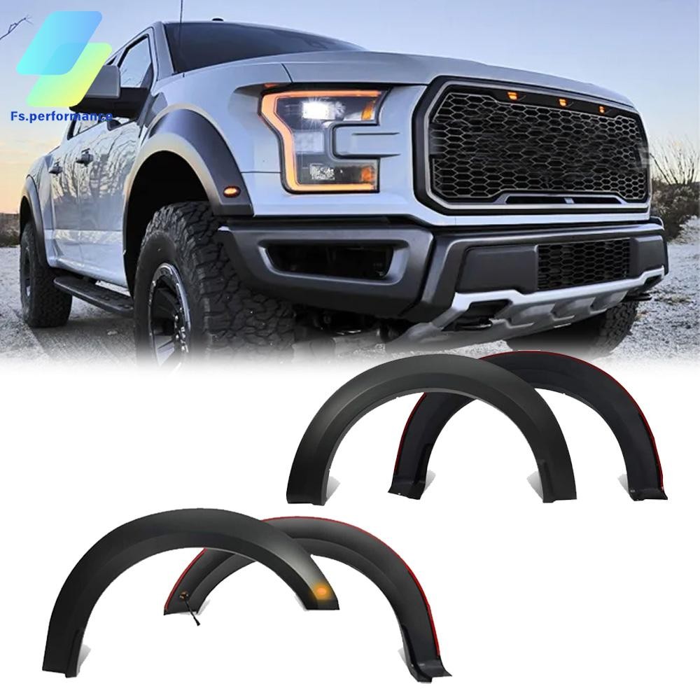 For 2015-2017 Ford F150 Fender Flares w/ Amber LED Light Raptor Style 4pcs Set