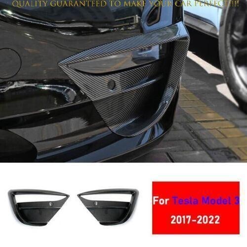 For Tesla Model 3 2017-2023 Carbon Fiber Front Fog Light Lamp Spoiler Cover Trim