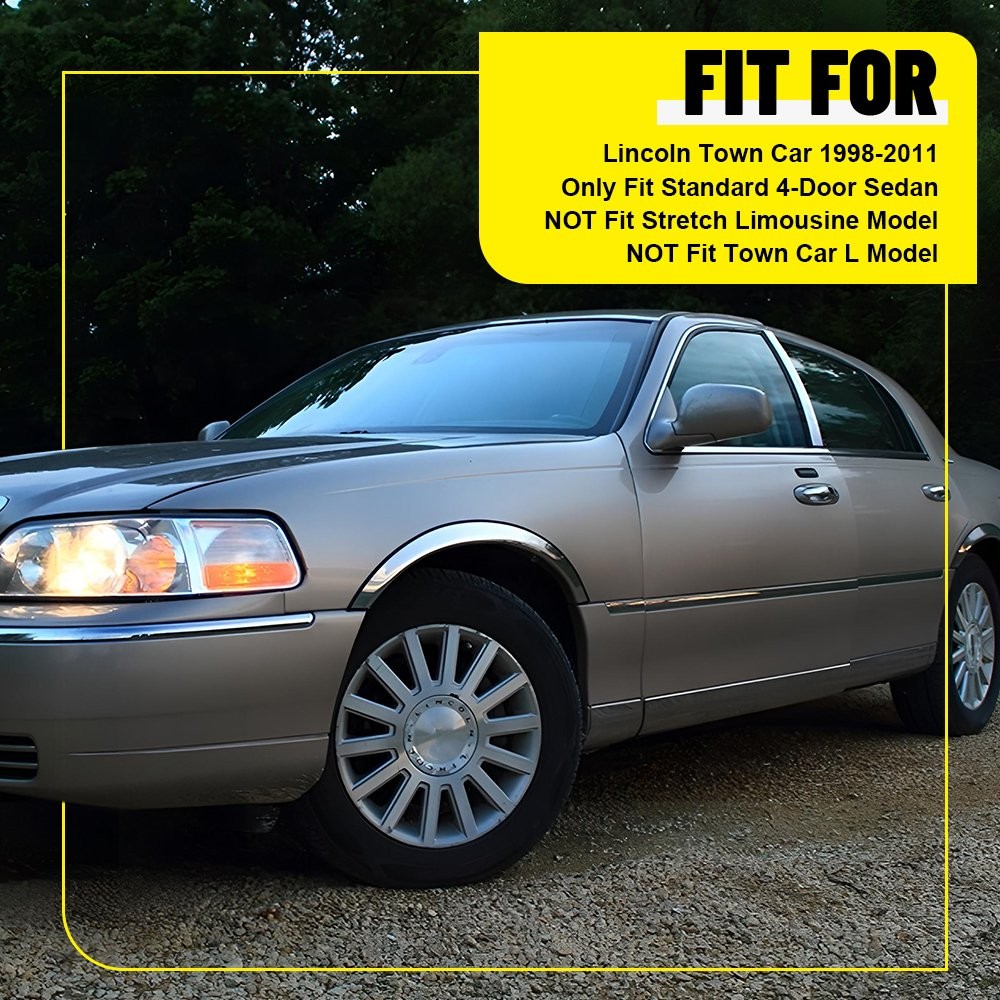 6X Silvery Pillar Posts Door Trim Window Cover For Lincoln Town Car 1998-2011