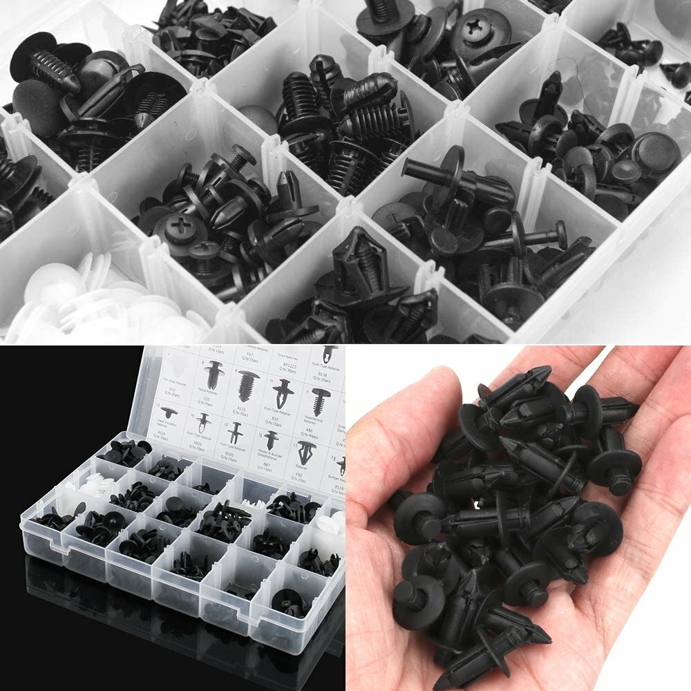 415PCS Plastic Rivets Clips Fastener Fender Bumper Push Pin W/ Free Remover Tool