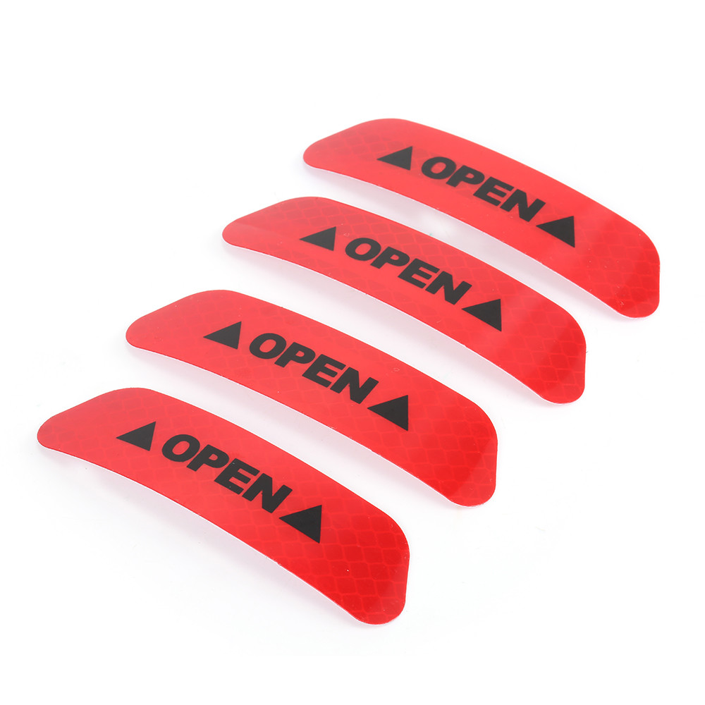 4X Super Car Door Open Sticker Reflective Tape Safety Warning Decal Red Hot