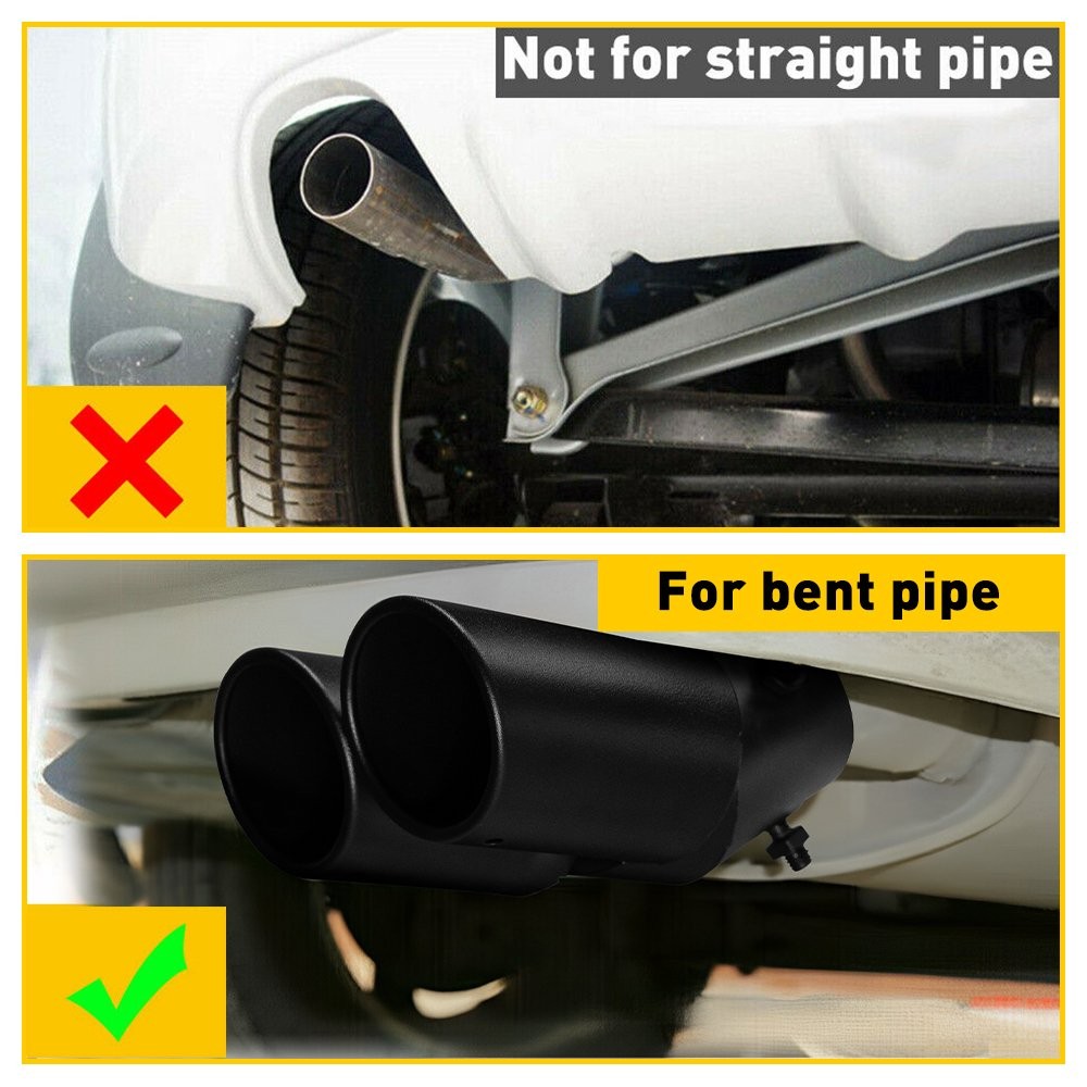 For 1 Black Stainless Steel Rear Exhaust Pipe Tail Muffler Tip Round Accessories