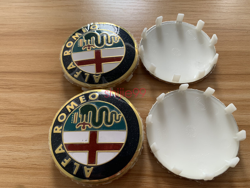 4x 60mm Alfa Romeo Alloy Wheel Centre Cap Golden Set Decal Emblem Badge Logo