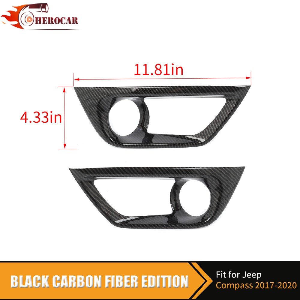 Carbon Fiber Front Fog Light Lamp Covers for Jeep Compass 2017-2020 Accessories