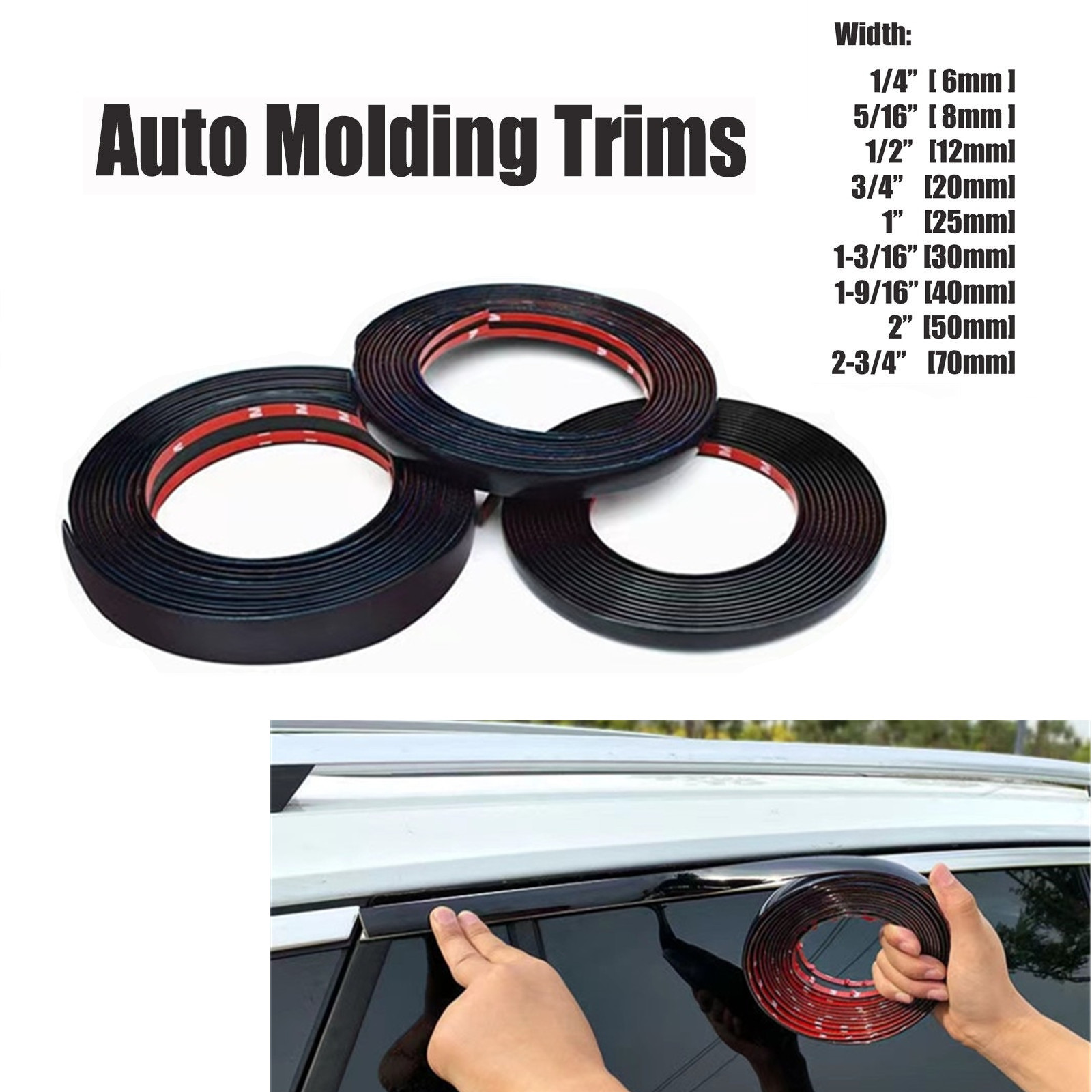 8mm-50mm For Honda Black Car Door Body Bumper Strip Exterior Molding Trim 9.8FT