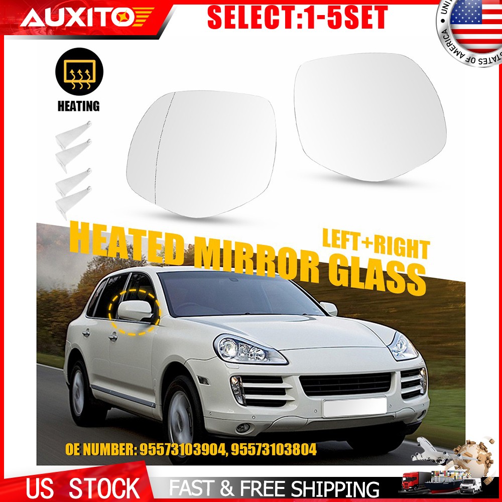 Heated Mirror Glass Driver Passenger Side for Porsche Cayenne 2008-10 OEM 2-10X