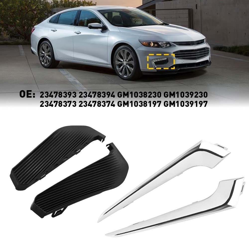 Front Fog Bumper Light Lamp Cover Trim Set Fit 2016 17 18 Chevrolet Malibu USA