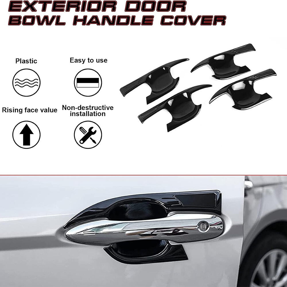 Glossy Black Side Door Handle Bowl Trim Overlay Kits For Toyota Camry 2018-2023