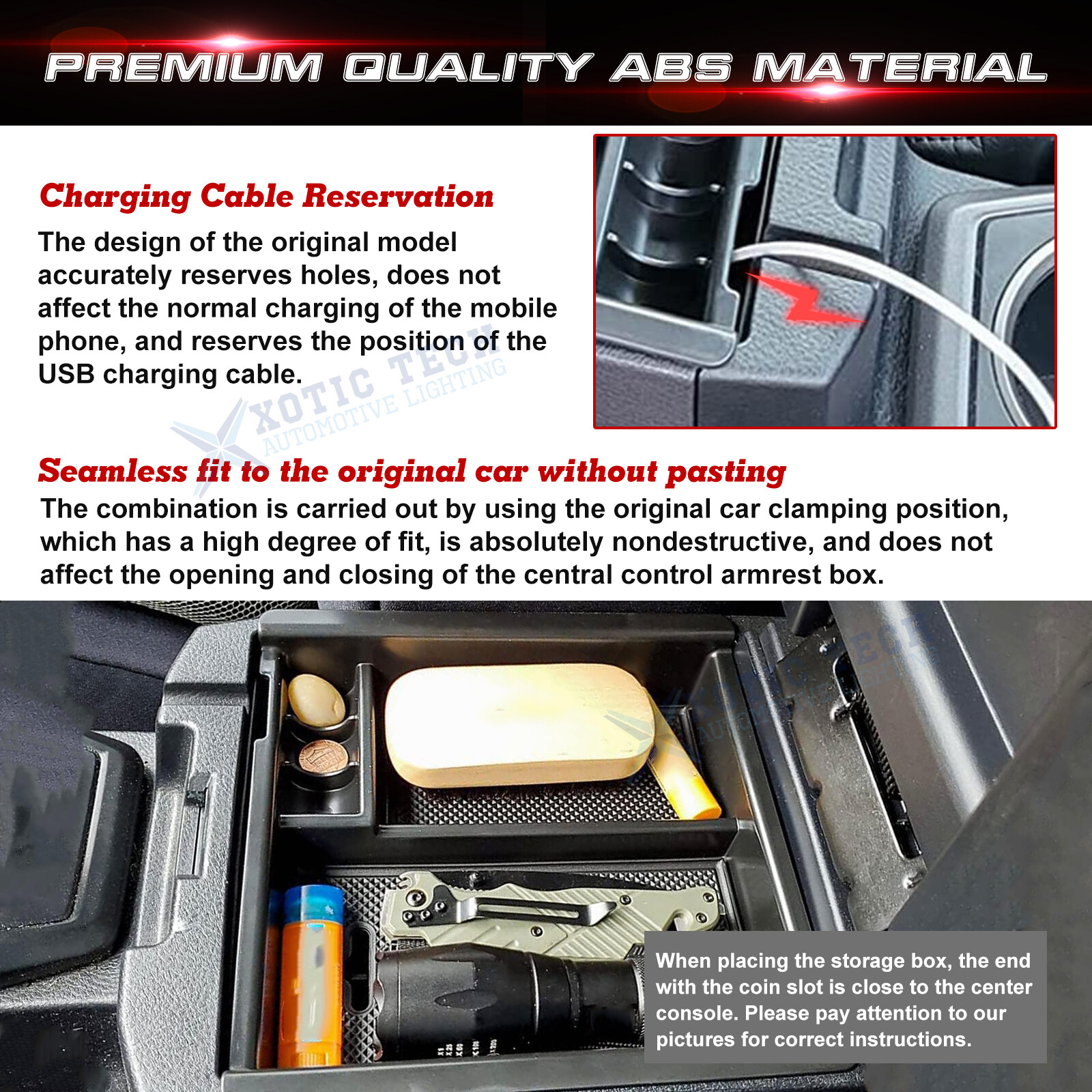 1X Armrest Box Secondary Tray Coin Storage Container For Toyota Tacoma 2016-2023