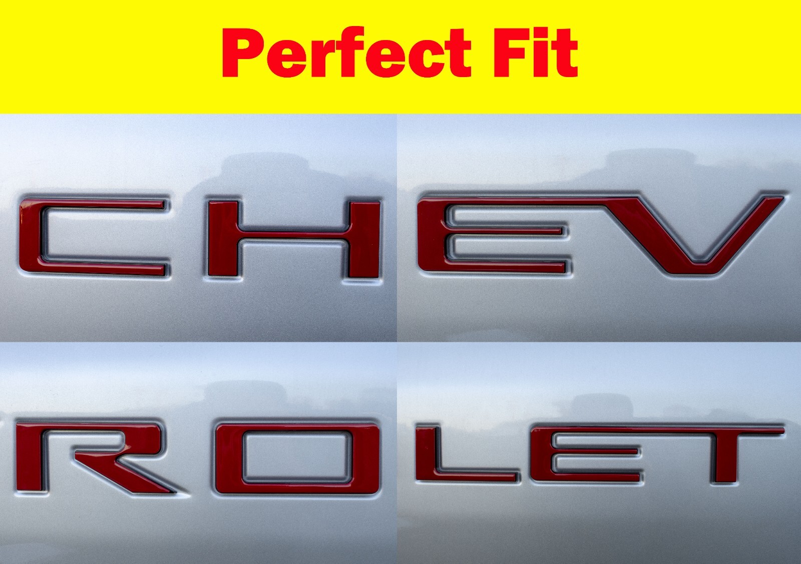 0.3in Red Black RAISED TAILGATE LETTERS FOR 2019-24 CHEVROLET SILVERADO