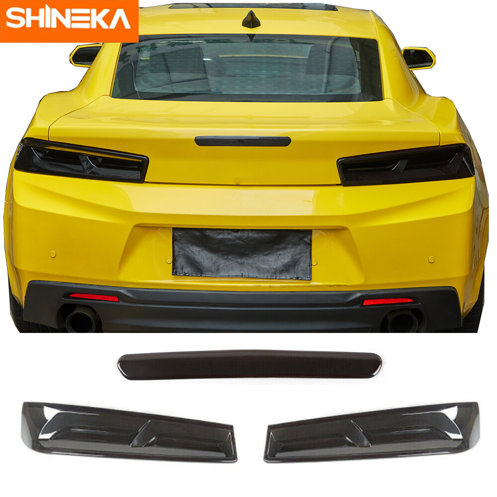 Smoked Taillight &3rd High Brake Lamp Cover Trim Guards For Chevy Camaro 2016-18
