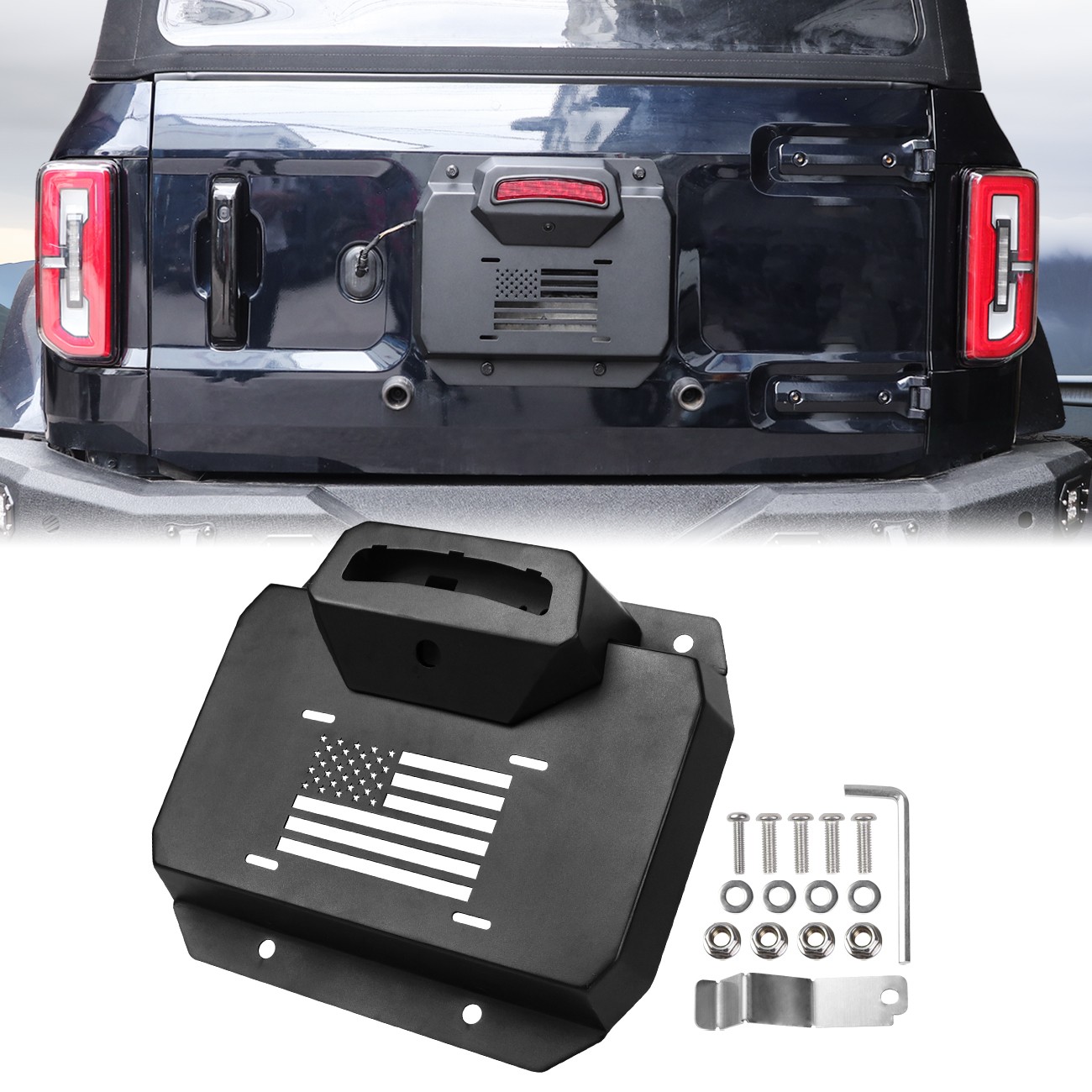 Black Powder Coated Spare Tire Delete Plate For Ford Bronco 2/4Door 2021-2025