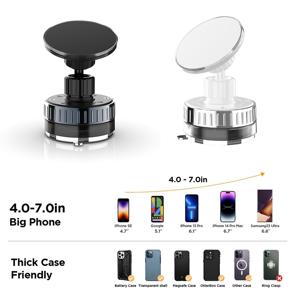 360° Vacuum Strong Magnetic Car Mount Phone Holder Suction Car Dashboard Stand