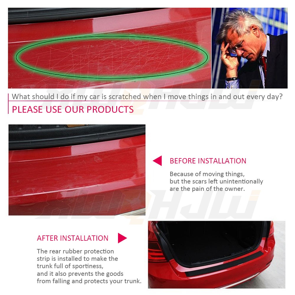 90cm Car Rear Bumper Sill Body Guard Protector Rubber Plate Trim Strip Cover